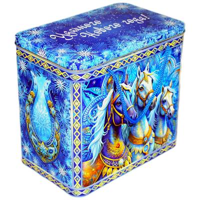 Детский подарок на Новый Год в жестяной упаковке весом 1500 грамм