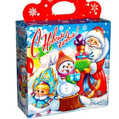Сладкий новогодний подарок в картонной упаковке весом 750 грамм