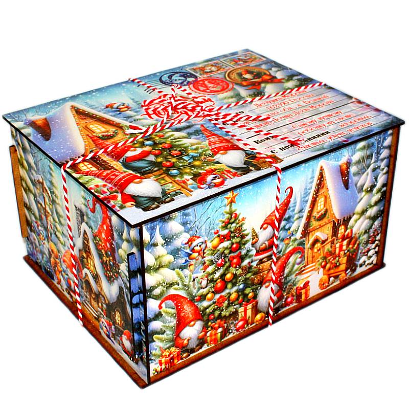 Сладкий подарок на Новый Год в упаковке из ЛХДФ весом 1850 грамм