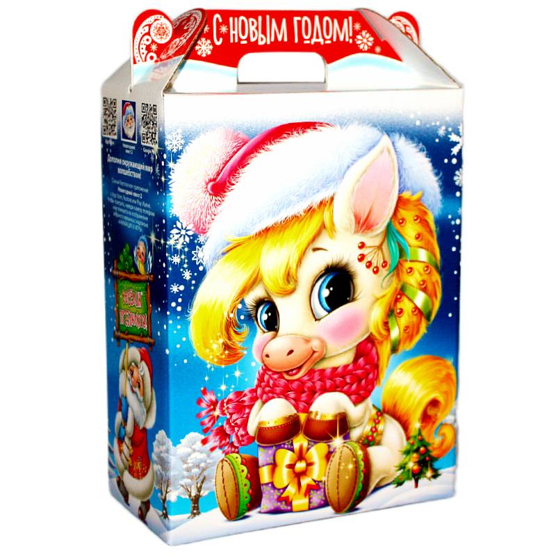 Сладкий подарок на Новый Год в картонной упаковке весом 950 грамм